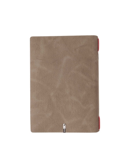 Porta Menu A5 (16,5x23,1 cm) stampa bassorilievo cornicetta (4 facciate) elastico rosso JUTA CAMMELLO