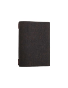 Porta Menu A5 (16,5x23,1 cm) stampa bassorilievo cornicetta (4 facciate) elastico rosso JUTA MARRONE