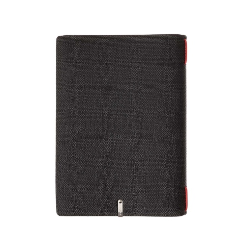 Porta Menu A5 (16,5x23,1 cm) stampa bassorilievo cornicetta (4 facciate) elastico rosso JUTA NERO