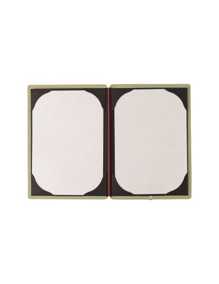 Porta Menu A5 (16,5x23,1 cm) stampa bassorilievo cornicetta (4 facciate) elastico rosso JUTA SALVIA