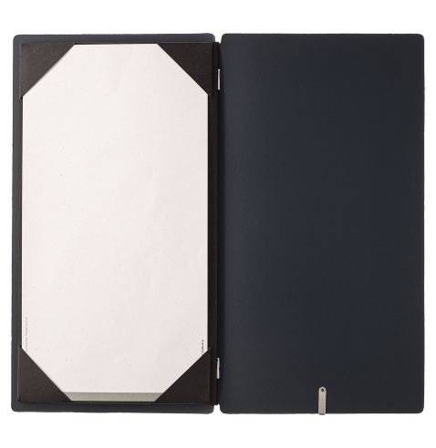 Porta Menu A4 SLIM (17,4x31,8 cm) stampa bassorilievo cornicetta (4 facciate) elastico nero CHEF BLU