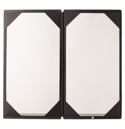 Porta Menu A4 SLIM (17,4x31,8 cm) stampa bassorilievo cornicetta (4 facciate) elastico nero CHEF NERO