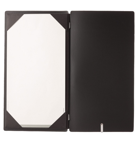 Porta Menu A4 SLIM (17,4x31,8 cm) stampa bassorilievo cornicetta (4 facciate) elastico nero CHEF NERO
