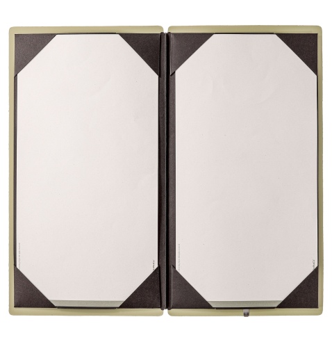 Porta Menu A4 SLIM (17,4x31,8 cm) stampa bassorilievo cornicetta (4 facciate) elastico nero CHEF SALVIA