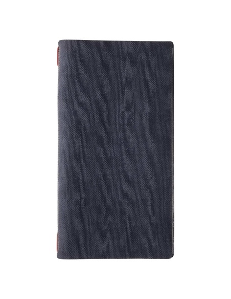 Porta Menu A4 SLIM (17,4x31,8 cm) stampa bassorilievo cornicetta (4 facciate) elastico rosso JUTA BLU