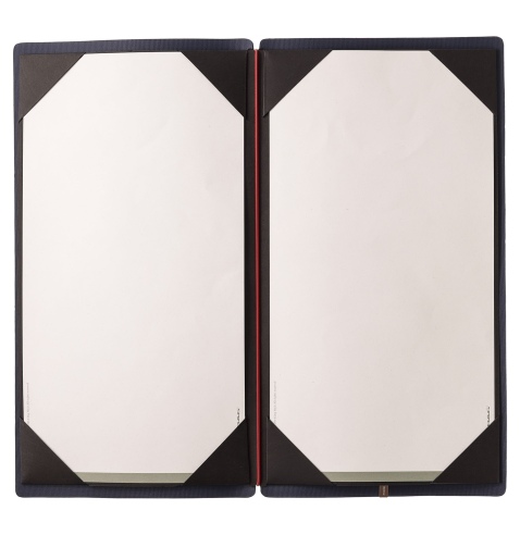 Porta Menu A4 SLIM (17,4x31,8 cm) stampa bassorilievo cornicetta (4 facciate) elastico rosso JUTA BLU