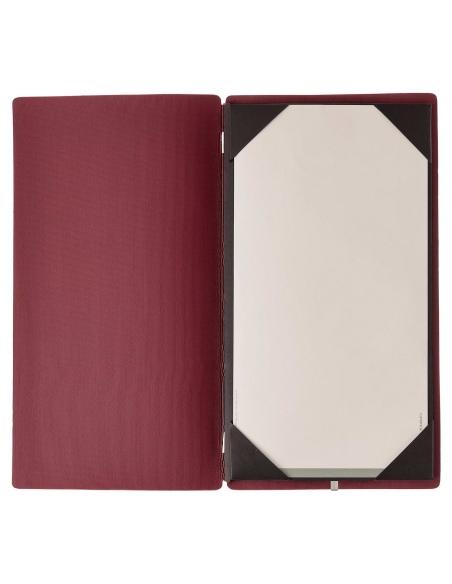 Porta Menu A4 SLIM (17,4x31,8 cm) stampa bassorilievo cornicetta (4 facciate) elastico rosso JUTA BORDEAUX