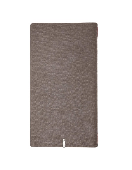 Porta Menu A4 SLIM (17,4x31,8 cm) stampa bassorilievo cornicetta (4 facciate) elastico rosso JUTA GRIGIO