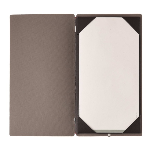 Porta Menu A4 SLIM (17,4x31,8 cm) stampa bassorilievo cornicetta (4 facciate) elastico rosso JUTA GRIGIO