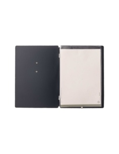Porta Menu A5 (16,5x23,1 cm) etichetta METAL "menu" 2 buste (4 facciate) elastico nero CHEF BLU 2