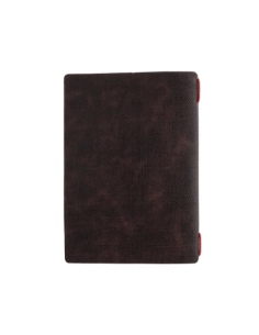 Porta Menu A5 (16,5x23,1 cm) etichetta PATCH "personalizzata" (minimo 18 pezzi) 2 buste (4 facciate) elastico rosso JUTA MARRONE 2
