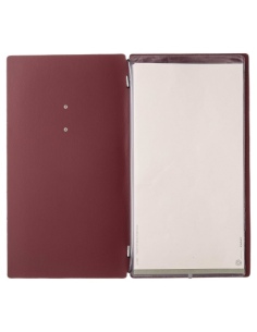 Porta Menu A4 SLIM (17,4x31,8 cm) etichetta METAL "personalizzata" (minimo 18 pezzi) 2 buste (4 facciate) elastico nero CHEF BOR 2
