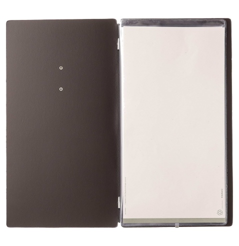 Porta Menu A4 SLIM (17,4x31,8 cm) etichetta METAL "menu" 2 buste (4 fa