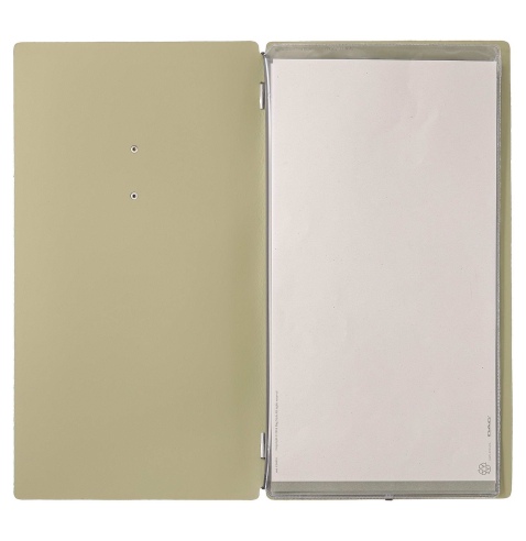 Porta Menu A4 SLIM (17,4x31,8 cm) etichetta METAL "menu" 2 buste (4 fa
