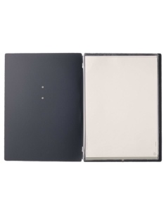 Porta Menu A4 (23,2x31,8 cm) etichetta METAL "menu" 2 buste (4 facciate) elastico nero CHEF BLU 2