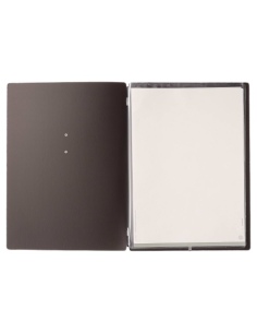 Porta Menu A4 (23,2x31,8 cm) etichetta METAL "menu" 2 buste (4 facciate) elastico nero CHEF MARRONE 2