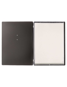 Porta Menu A4 (23,2x31,8 cm) etichetta METAL "personalizzata" (minimo 18 pezzi) 2 buste (4 facciate) elastico nero CHEF NERO 2