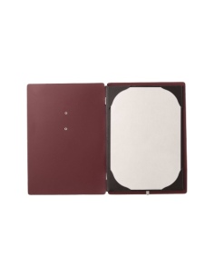 Porta Menu A5 (16,5x23,1 cm) etichetta METAL "menu" cornicetta (4 facciate) elastico nero CHEF BORDEAUX 2