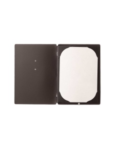 Porta Menu A5 (16,5x23,1 cm) etichetta METAL "menu" cornicetta (4 facciate) elastico nero CHEF MARRONE 2