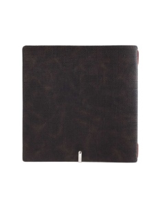 Porta Menu QUADRATO (23x23,1 cm) etichetta METAL "menu" solo elastico rosso JUTA MARRONE 2