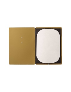 Porta Menu A5 (16,5x23,1 cm) etichetta METAL "menu" cornicetta (4 facciate) elastico nero CHEF OCRA 2