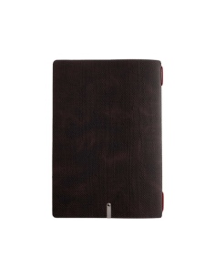 Porta Menu A5 (16,5x23,1 cm) etichetta METAL "personalizzata" (minimo 18 pezzi) cornicetta (4 facciate) elastico rosso JUTA MARR 2