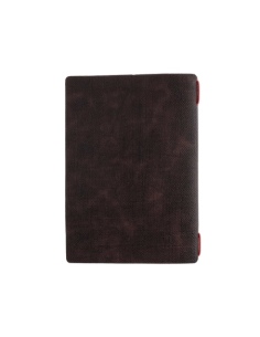 Porta Menu A5 (16,5x23,1 cm) etichetta PATCH "menu" cornicetta (4 facciate) elastico rosso JUTA MARRONE 2