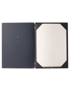 Porta Menu A4 (23,2x31,8 cm) etichetta METAL "menu" cornicetta (4 facciate) elastico nero CHEF BLU 2