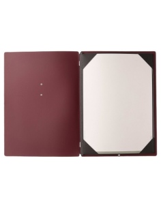 Porta Menu A4 (23,2x31,8 cm) etichetta METAL "personalizzata" (minimo 18 pezzi) cornicetta (4 facciate) elastico nero CHEF BORDE 2
