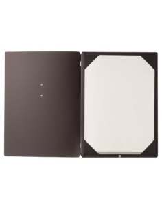 Porta Menu A4 (23,2x31,8 cm) etichetta METAL "personalizzata" (minimo 18 pezzi) cornicetta (4 facciate) elastico nero CHEF MARRO 2