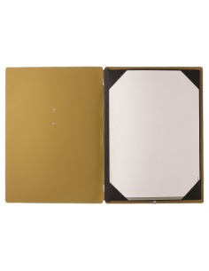 Porta Menu A4 (23,2x31,8 cm) etichetta METAL "personalizzata" (minimo 18 pezzi) cornicetta (4 facciate) elastico nero CHEF OCRA 2