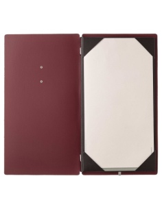 Porta Menu A4 SLIM (17,4x31,8 cm) etichetta METAL "personalizzata" (minimo 18 pezzi) cornicetta (4 facciate) elastico nero CHEF  2