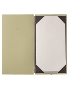 Porta Menu A4 SLIM (17,4x31,8 cm) etichetta METAL "menu" cornicetta (4 facciate) elastico nero CHEF SALVIA 2