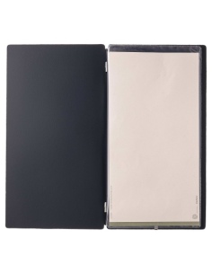 Porta Menu A4 SLIM (17,4x31,8 cm) senza etichetta 2 buste (4 facciate) elastico nero CHEF BLU 2