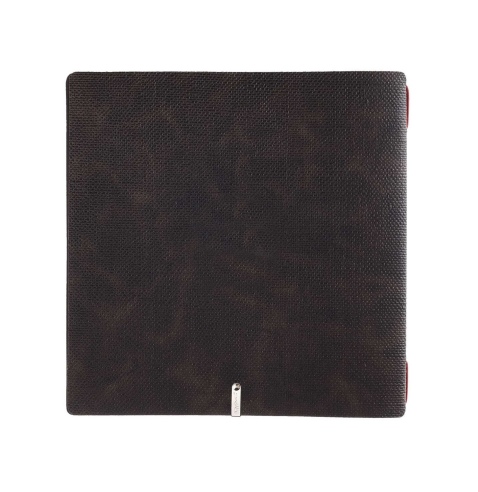 Porta Menu QUADRATO (23x23,1 cm) senza etichetta 2 buste (4 facciate) elastico rosso JUTA MARRONE
