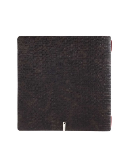 Porta Menu QUADRATO (23x23,1 cm) stampa a caldo solo elastico rosso JUTA MARRONE