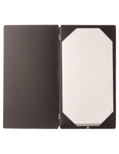 Porta Menu A4 SLIM (17,4x31,8 cm) stampa a caldo cornicetta (4 facciate) elastico nero CHEF MARRONE 2