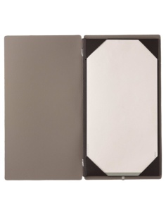 Porta Menu A4 SLIM (17,4x31,8 cm) stampa a caldo cornicetta (4 facciate) elastico nero CHEF TORTORA 2