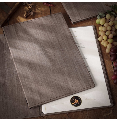 Porta Menu WOOD A4 (23,2x32 cm) - solo elastico - senza scritta - colore NOCE