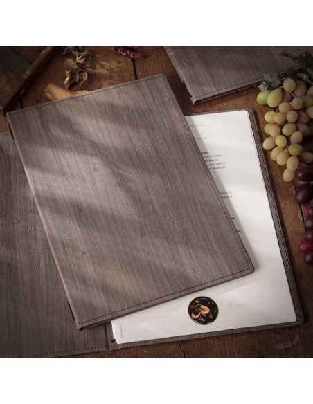 Porta Menu WOOD A4 (23,2x32 cm) - solo elastico - senza scritta - colore NOCE