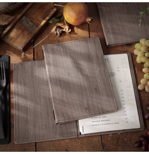menu holder WOOD A5 (16,5x23,4 cm) - debossing print - frame (4 sides)