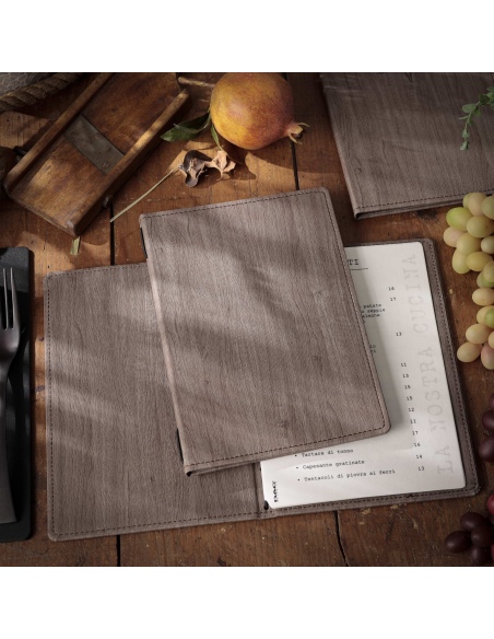 menu holder WOOD A5 (16,5x23,4 cm) - debossing print - frame (4 sides)