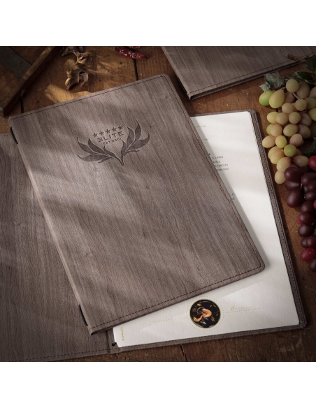 menu holder WOOD A4 (23,2x32 cm) | hot stamping | 2 envelopes (4 sides