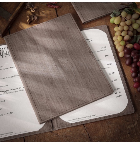 Porta Menu WOOD A4 2 ANTE (23x31,3 cm) | 2 ANTE | senza scritta | colore NOCE