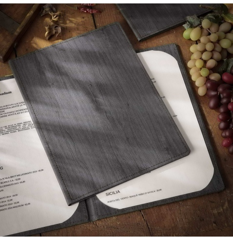 Porta Menu WOOD A4 2 ANTE (23x31,3 cm) | 2 ANTE | stampa a caldo | colore EBANO