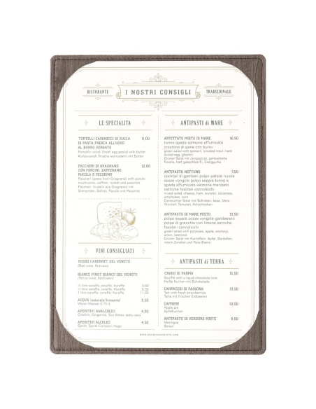 Porta Menu WOOD A4 MONOANTA (23x31,3 cm) | MONOANTA | stampa a caldo | colore NOCE
