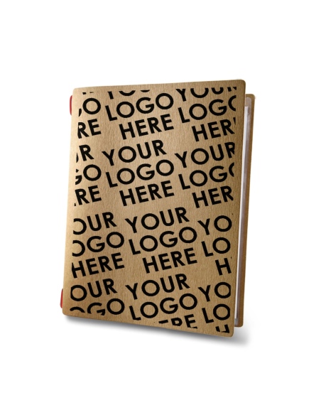 Porta Menu CUSTOM A5 (16,5x23,1 cm) personalizzato stampa 2 facciate - solo elastico rosso - ECO NATURALE sp. 0.6