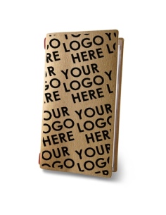Porta Menu CUSTOM A4 SLIM (17,4x31,8 cm) personalizzato stampa 2 facciate - cornicetta (4 facciate) elastico rosso - ECO NATURAL