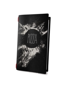 Porta Menu CUSTOM A4 SLIM (17,4x31,8 cm) "NAPOLI" solo elastico rosso ECO NERO sp. 0.6