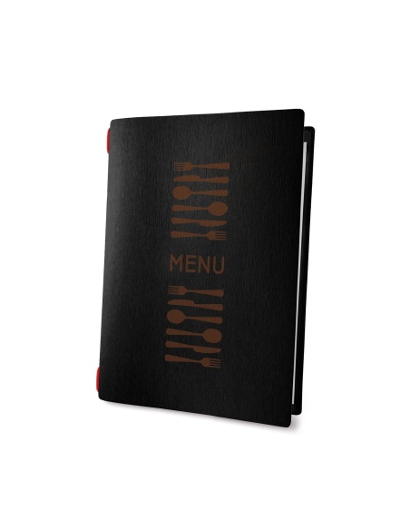 Porta Menu CUSTOM A5 (16,5x23,1 cm) "FORMA menu" elastico nero solo ECO NERO sp. 0.6